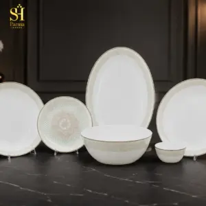 سرویس آرکوپال ۲۶ پارچه برند پارما بدنه گرد طرح ملینا فیروزه‌ای | مناسب ۶ نفر