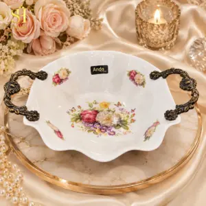 کاسه میوه خوری سولو دسته دار طرح گل - 8813