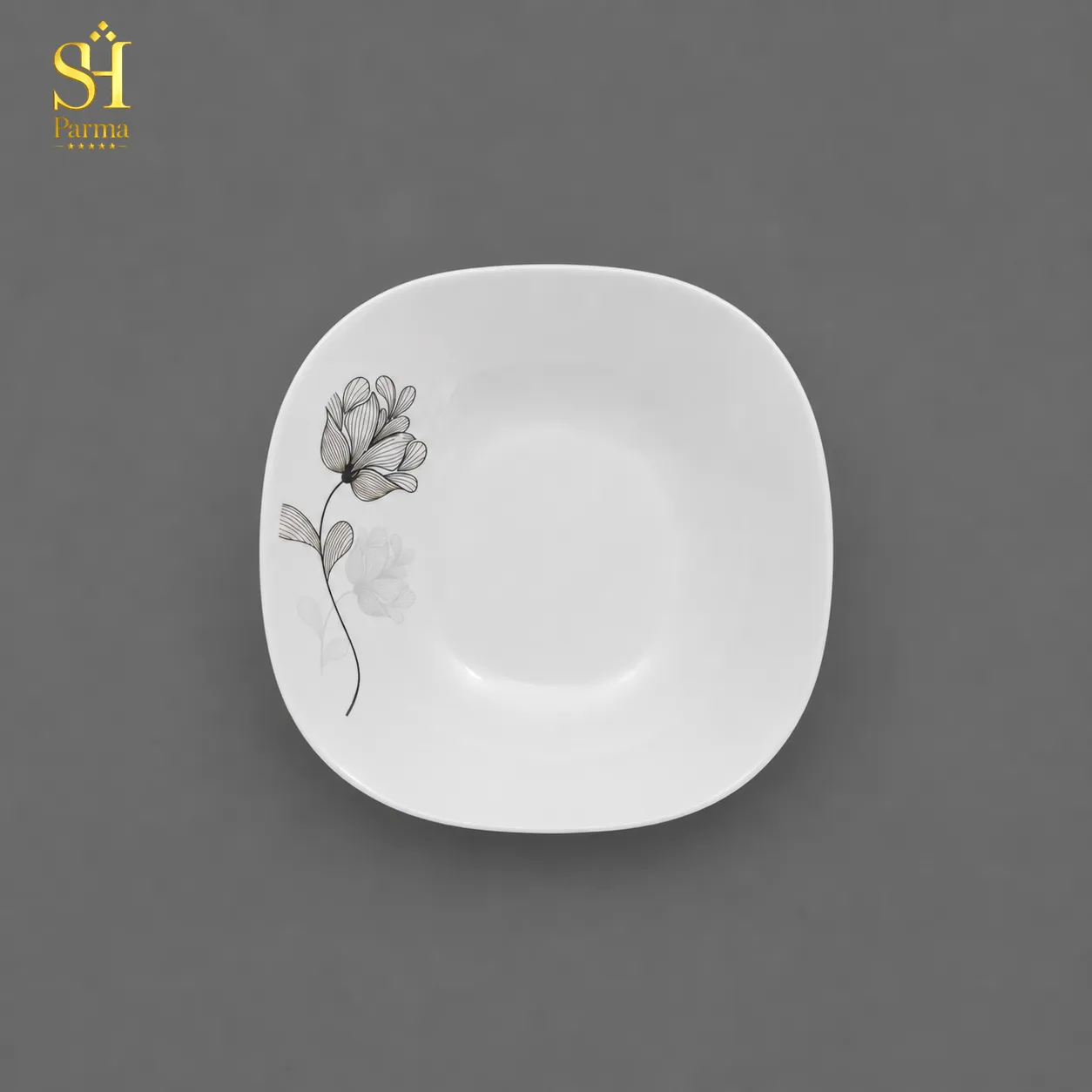 سرویس آرکوپال ۲۶ پارچه برند پارما بدنه مربع طرح رزگلد لب سفید | ۶ نفره - تصویر 4