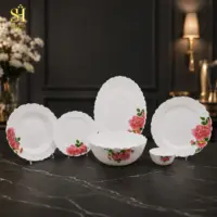 سرویس آرکوپال ۲۶ پارچه برند پارما بدنه کنگره طرح ریحانا لب سفید | ۶ نفره