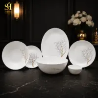 سرویس آرکوپال ۲۶ پارچه برند پارما بدنه گرد طرح درخت ماکرو لب سفید | ۶ نفره