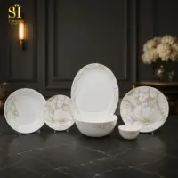 سرویس آرکوپال ۲۶ پارچه برند پارما بدنه گرد طرح فلاور کرم لب سفید | ۶ نفره