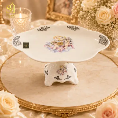 دیس شیرینی خوری پایه دار طرح فرشته