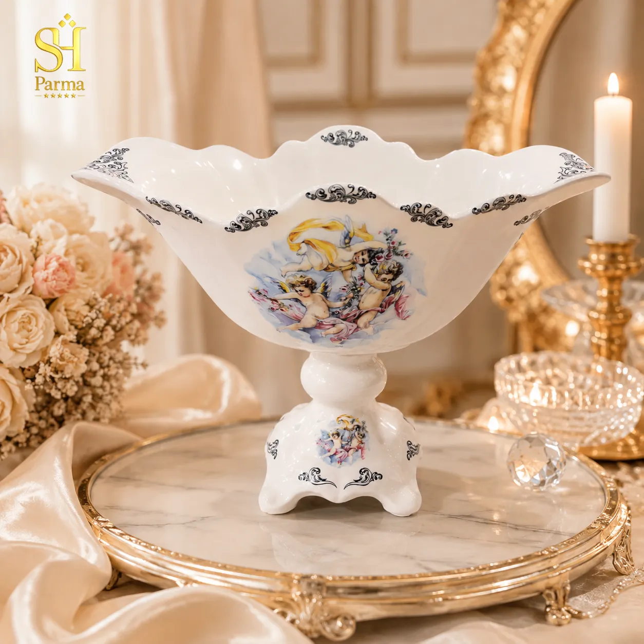 کاسه میوه خوری پایه دار طرح فرشته