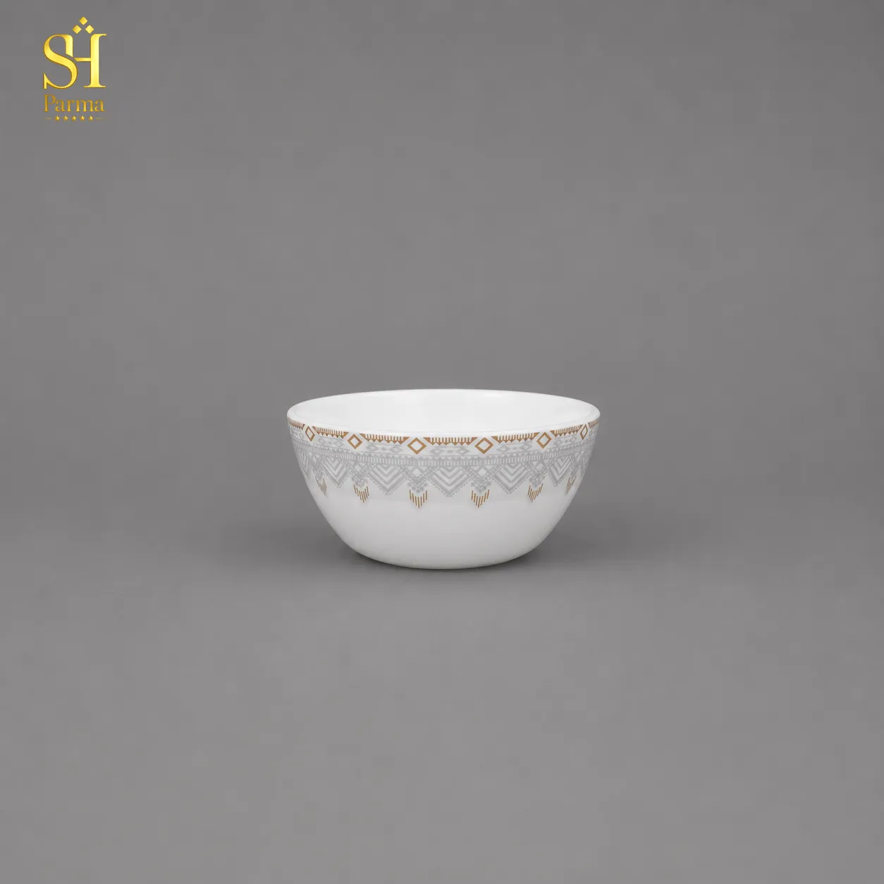 سرویس آرکوپال ۲۶ پارچه برند پارما بدنه گرد طرح اسلیمی طوسی لب سفید| ۶ نفره - تصویر 7